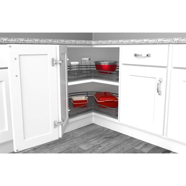 Rev-A-Shelf Solid Surface Kidney-Shaped Lazy Susan for Corner Base Cabinet w/ Swivel Bearing