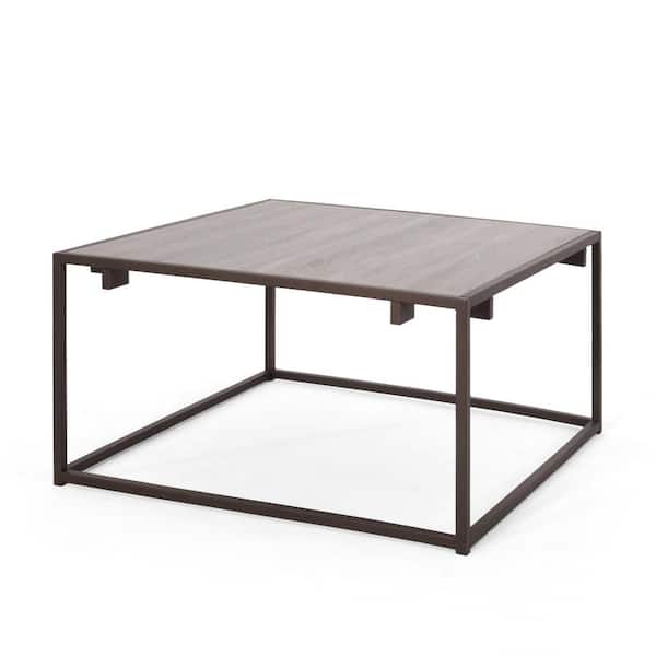 Noble House Molena 34.25 in. Gray and Bronze Square MDF Coffee Table