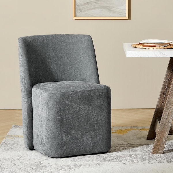Warner Grey Modern Armless Dining Chair with Wheels