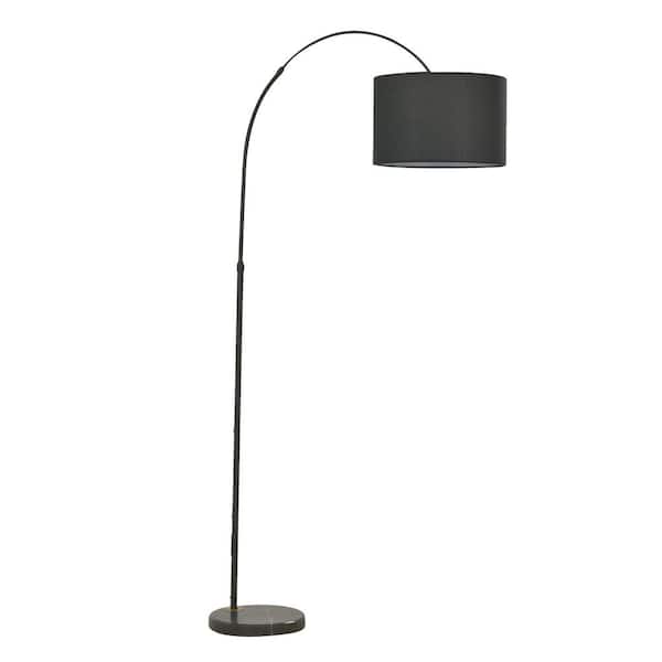 Unbranded 71 in. Black Matte 1-Light Dimmable Arc Interior Lighting Arm Floor Lamp for Living Room Bedroom with Fabric Drum Shade