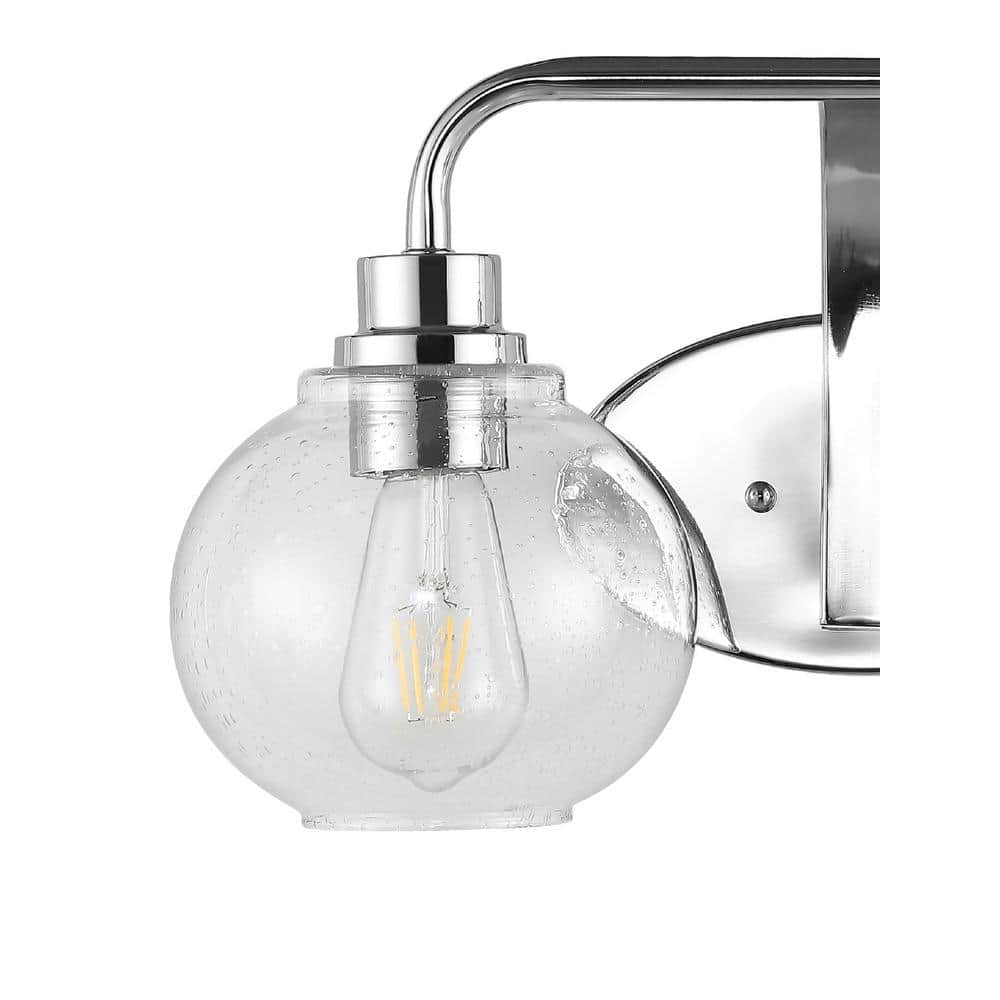 Sandrine Chrome Seeded Glass 17.5" Rustic LED Vanity Light
