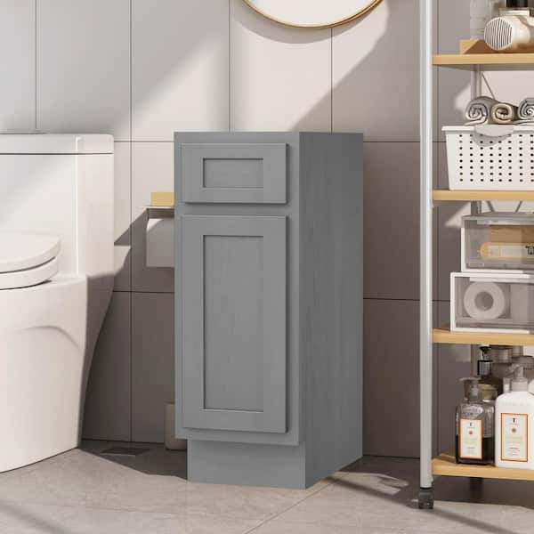 Vanity Art 12 in. W x 21 in. D x 32.5 in. H 1-Drawer Bath Vanity Cabinet without Top in Silver