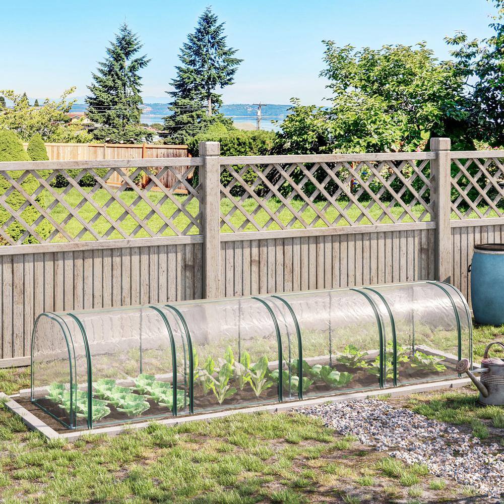 Clear PVC Tunnel Greenhouse with Steel Frame, 13' x 3' x 2.5'
