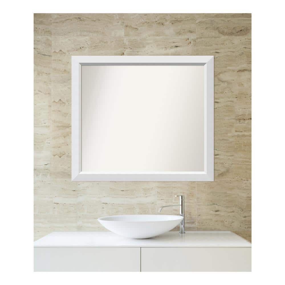 Blanco White 34.25 in. x 30.25 in. Custom Non-Beveled Wood Framed Bathroom 