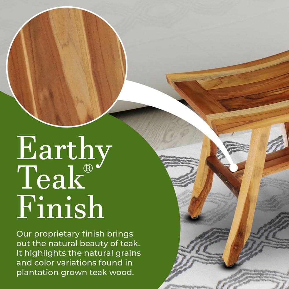 20" Teak Wood Adjustable Shower Bench with Safety Features
