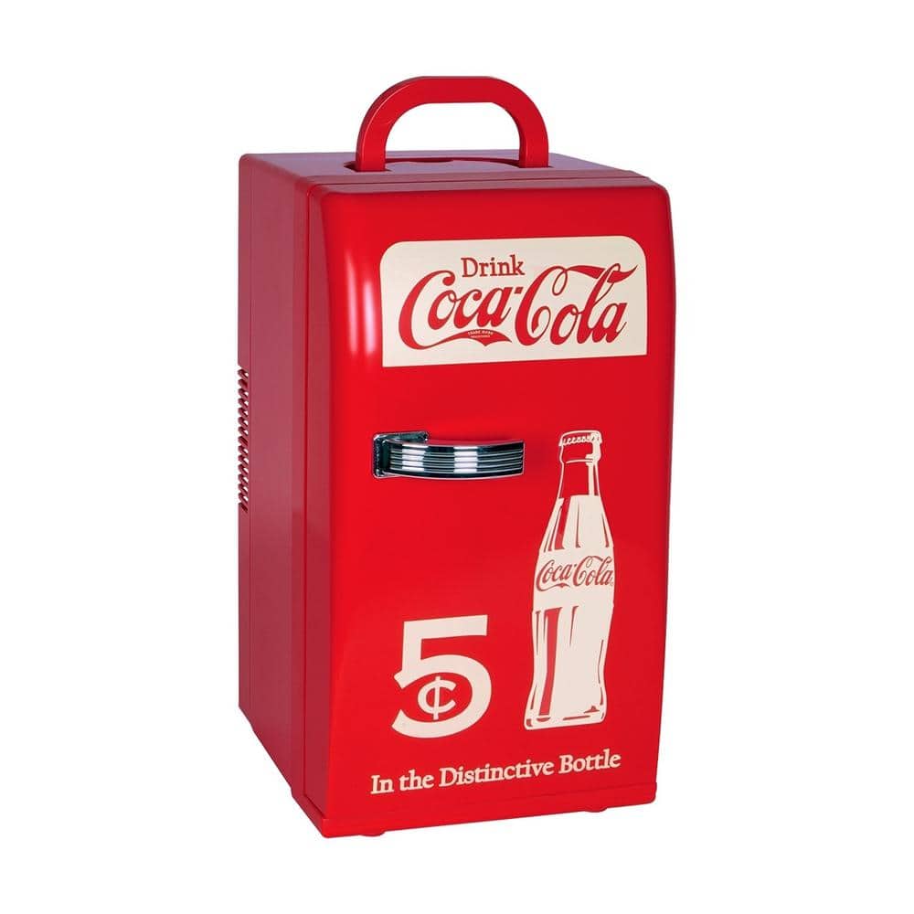Coca-Cola Classic Coke Bottle 4L Mini Fridge with12V DC and 110V AC Cords,  6 Can Portable Cooler Red KWC-4C - The Home Depot