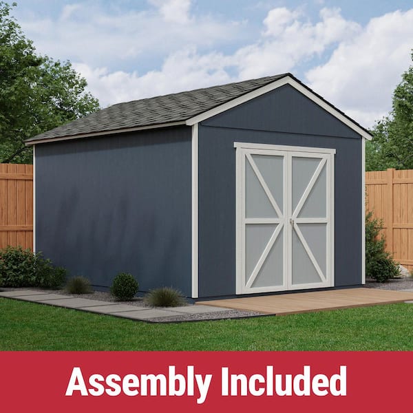 Professionally Assembled Rookwood 10 ft. x 14 ft. Outdoor Wood Storage Shed with Autmun Brown Shingles (140 sq. ft.)