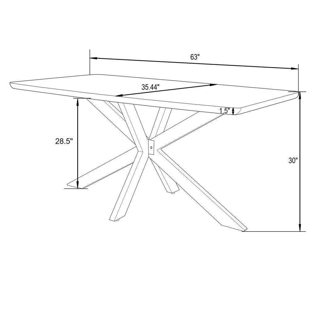 Rustic Reclaimed Wood 63" Dining Table with Geometric Metal Base