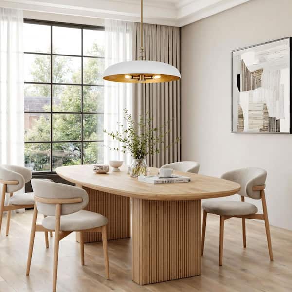 19.75 in. 3-Light Modern White Dome Hanging Pendant Light for Kitchen Island