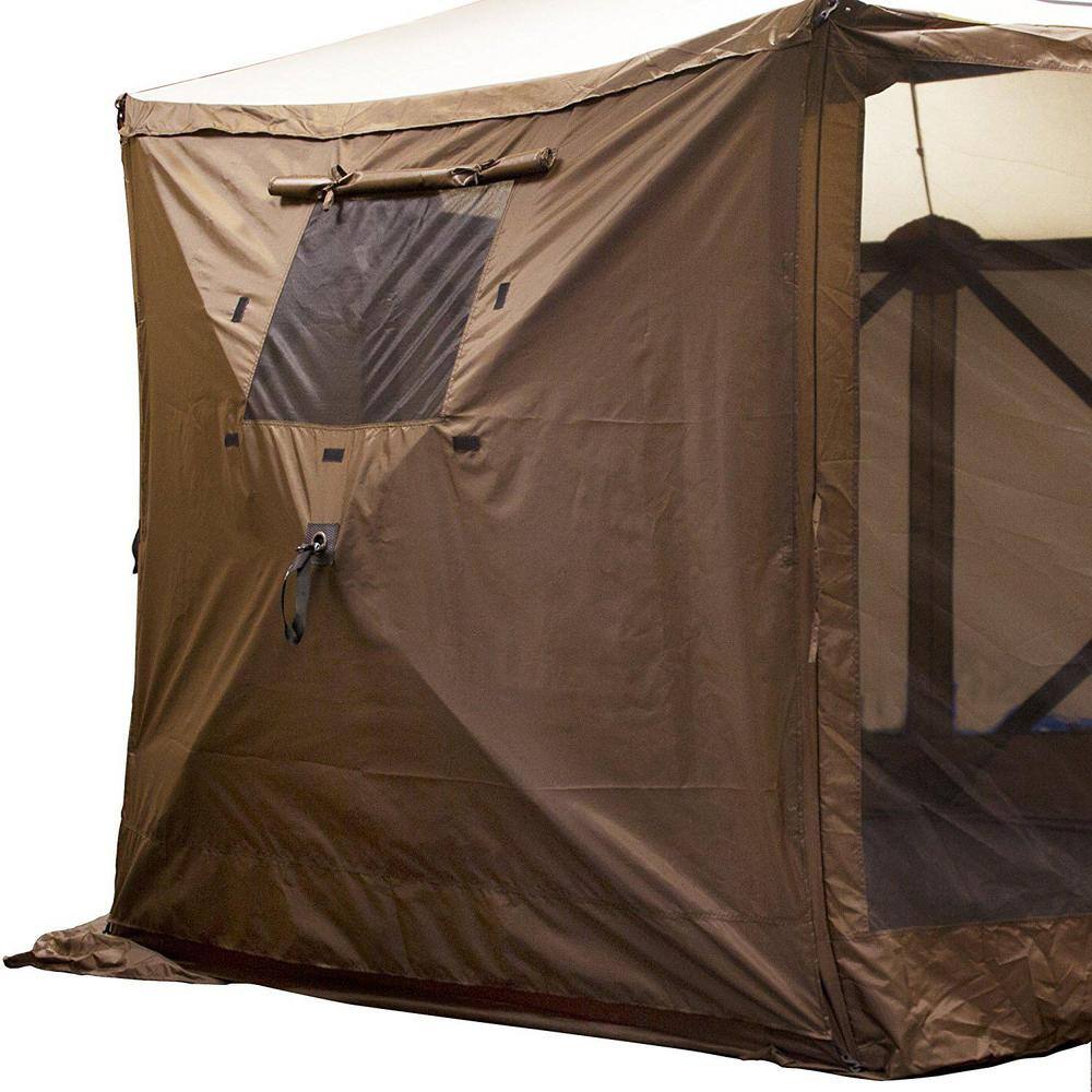 Brown Portable Outdoor Gazebo Canopy with Wind Panels