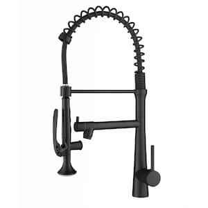 Single Handle Pull Down Sprayer Kitchen Faucet with Advanced Spray and Pot Filler 1 Hole Kitchen Sink Tap in Matte Black