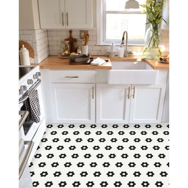 Black White 7.87 in. x 7.87 in. Vinyl Peel and Stick Backsplash 20-Pack