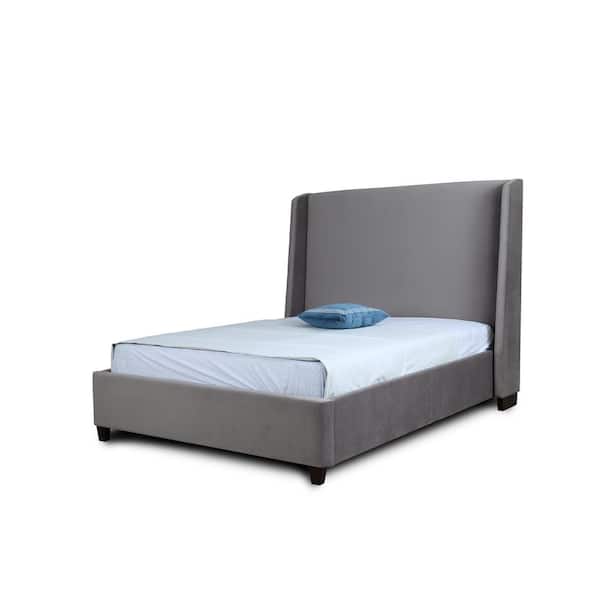 Parlay Modern Gray Velvet Upholstered Wood Frame Full-Size Platform Bed