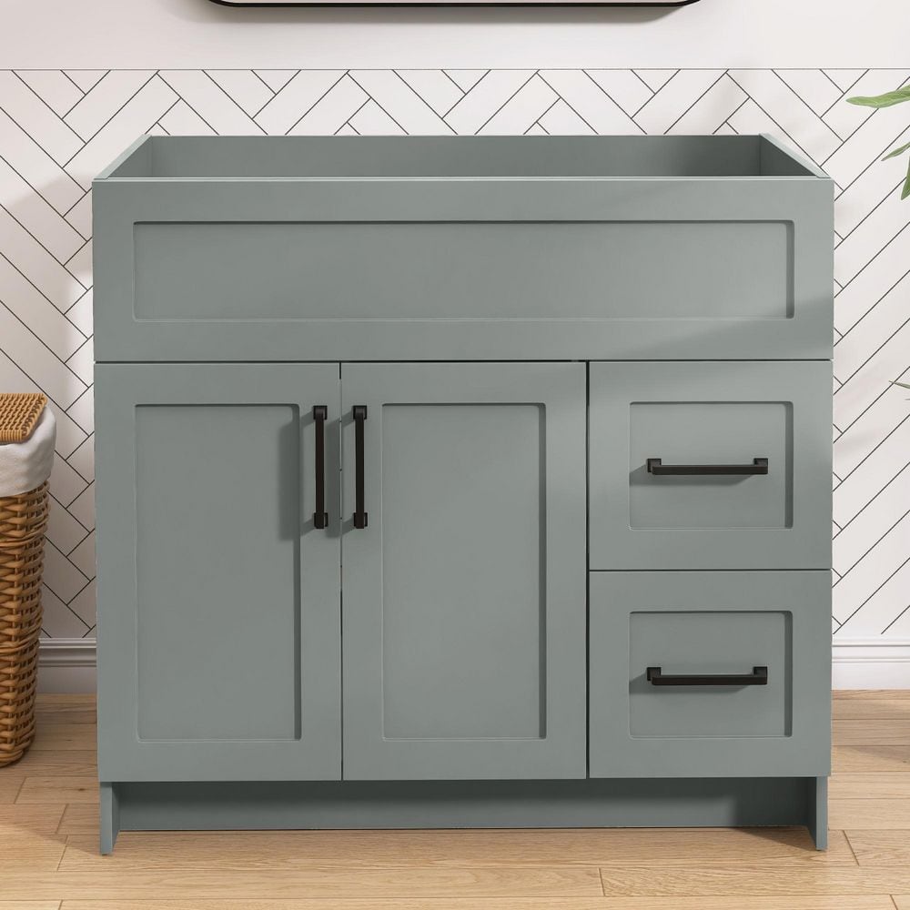 Mox 36 in. W x 21.5 in. D x 33.5 in. H Freestanding Bathroom Vanity Cabinet without Top in Sky Gray Unassembled price history on PriceWatchPro