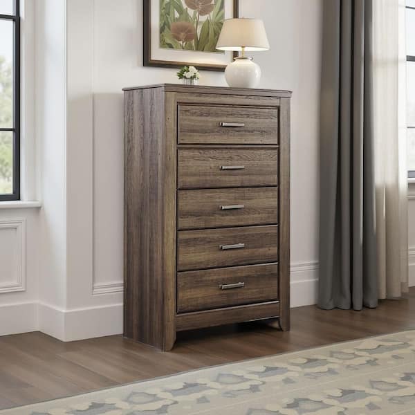 dark brown tall dresser Belmont Walnut Wood 7-Drawer lined top drawer and cedar Moe's Home Collection York 6