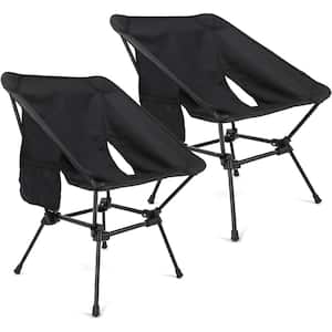 Black Aluminum Frame Lightweight, Compact, and Folding Camping Chair with Storage Bag, (2-Pack)