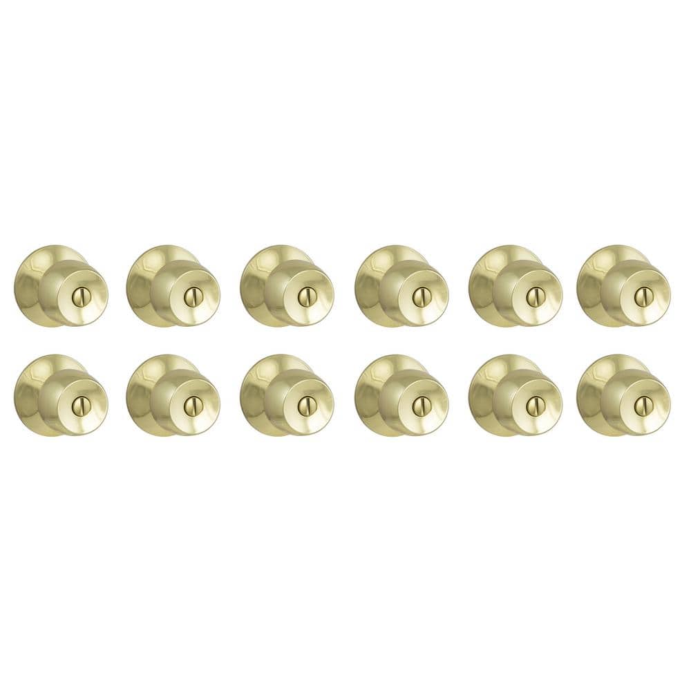 Brandywine Polished Brass Bed/Bath Door Knob (12-Pack)