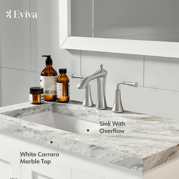 Eviva Acclaim 30 in. W x 22 in. D x 34 in. H Bathroom Vanity in White with  Carrera Marble Vanity Top in White with White Sink EVVN69-30WH - The Home  Depot