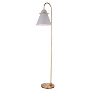 Talia 66 in. Gold Indoor Floor Lamp with Grey Metal Shade