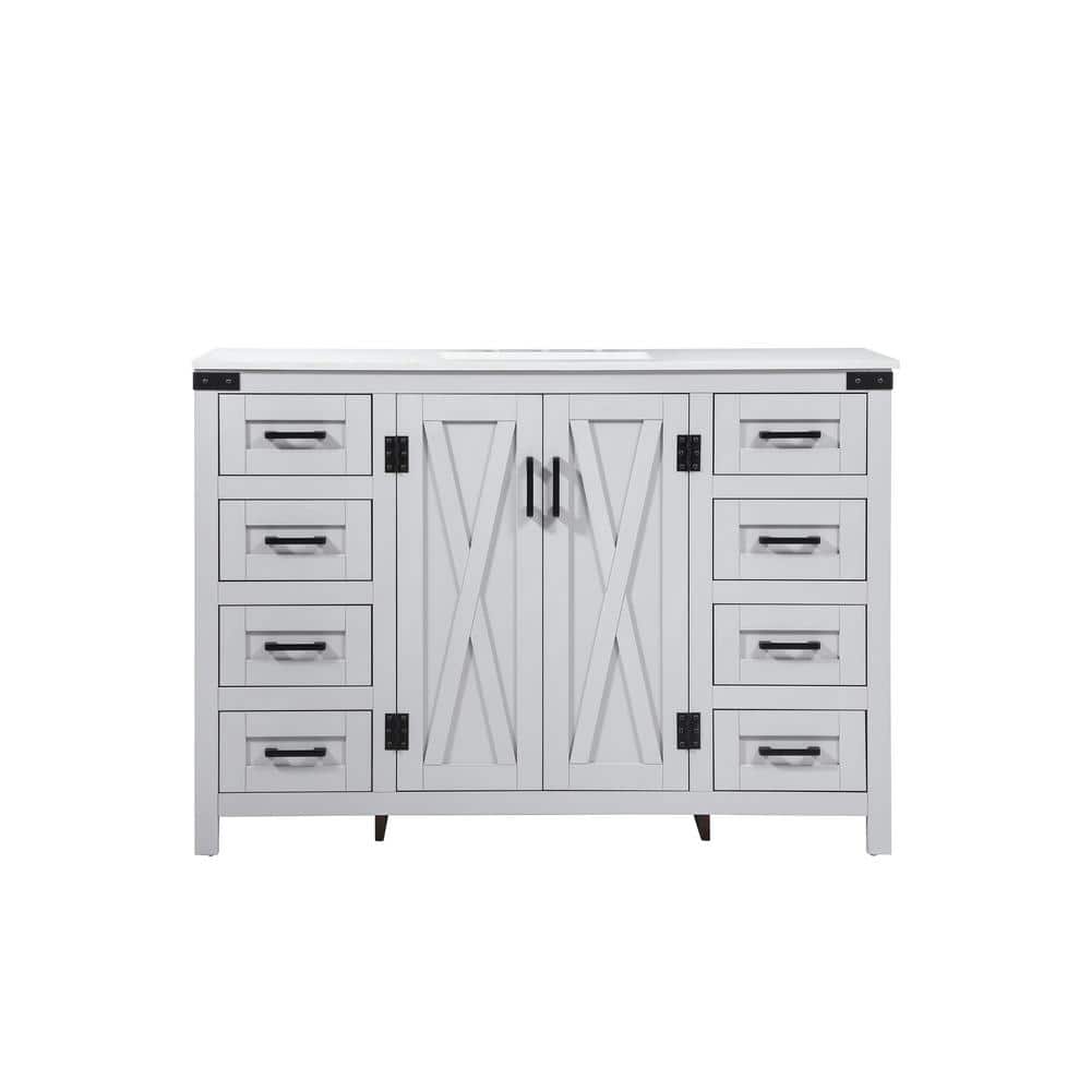 Timeless Home 19 in. W x 48 in. D x 34 in. H Bath Vanity in Grey with Ivory