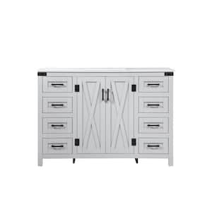 Timeless Home 19 in. W x 48 in. D x 34 in. H Bath Vanity in Grey with Ivory White Engineered Stone Top