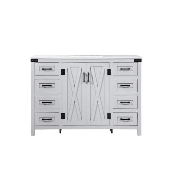 Unbranded Timeless Home 19 in. W x 48 in. D x 34 in. H Bath Vanity in Grey with Ivory White Engineered Stone Top