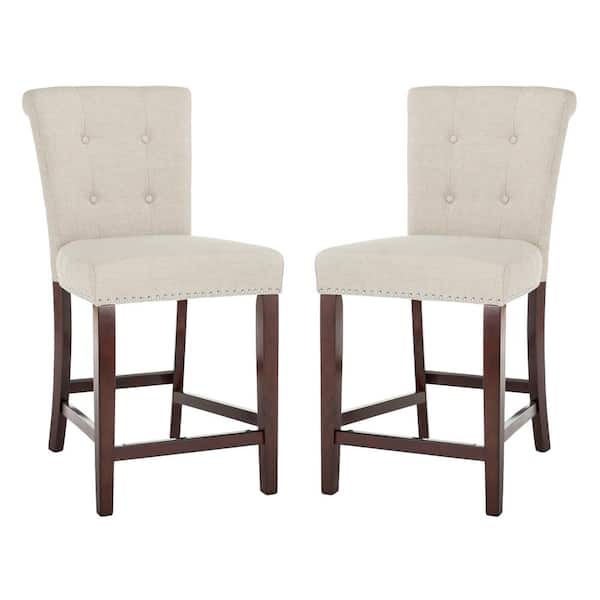 SAFAVIEH Taylor 40.5 in. Light Gray Wood Counter Stool (Set of 2)
