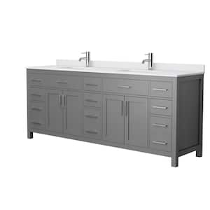 Beckett 84 in. W x 22 in. D Double Vanity in Dark Gray with Cultured Marble Vanity Top in White with White Basins