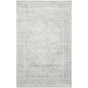 Astra Machine Washable Light Grey 3 ft. x 5 ft. Center medallion Traditional Area Rug