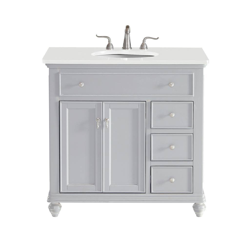 Simply Living 36 in. W x 21 in. D x 35 in. H Bath Vanity in Grey with Ivory