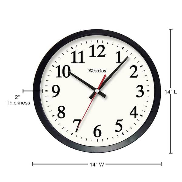 Round Plastic Contemporary Day/Date Style in Black x 14 in Wall Clock 14 in 