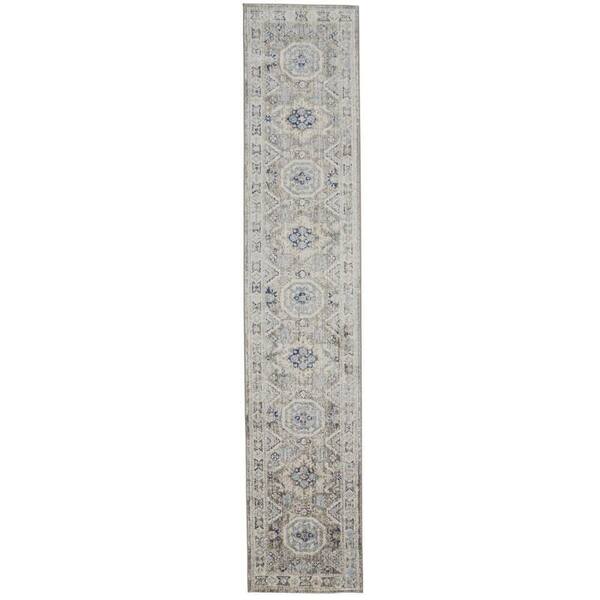 Weave & Wander Bellini Blue Gray 2 ft. x 10 ft. Medallion Polypropylene Runner