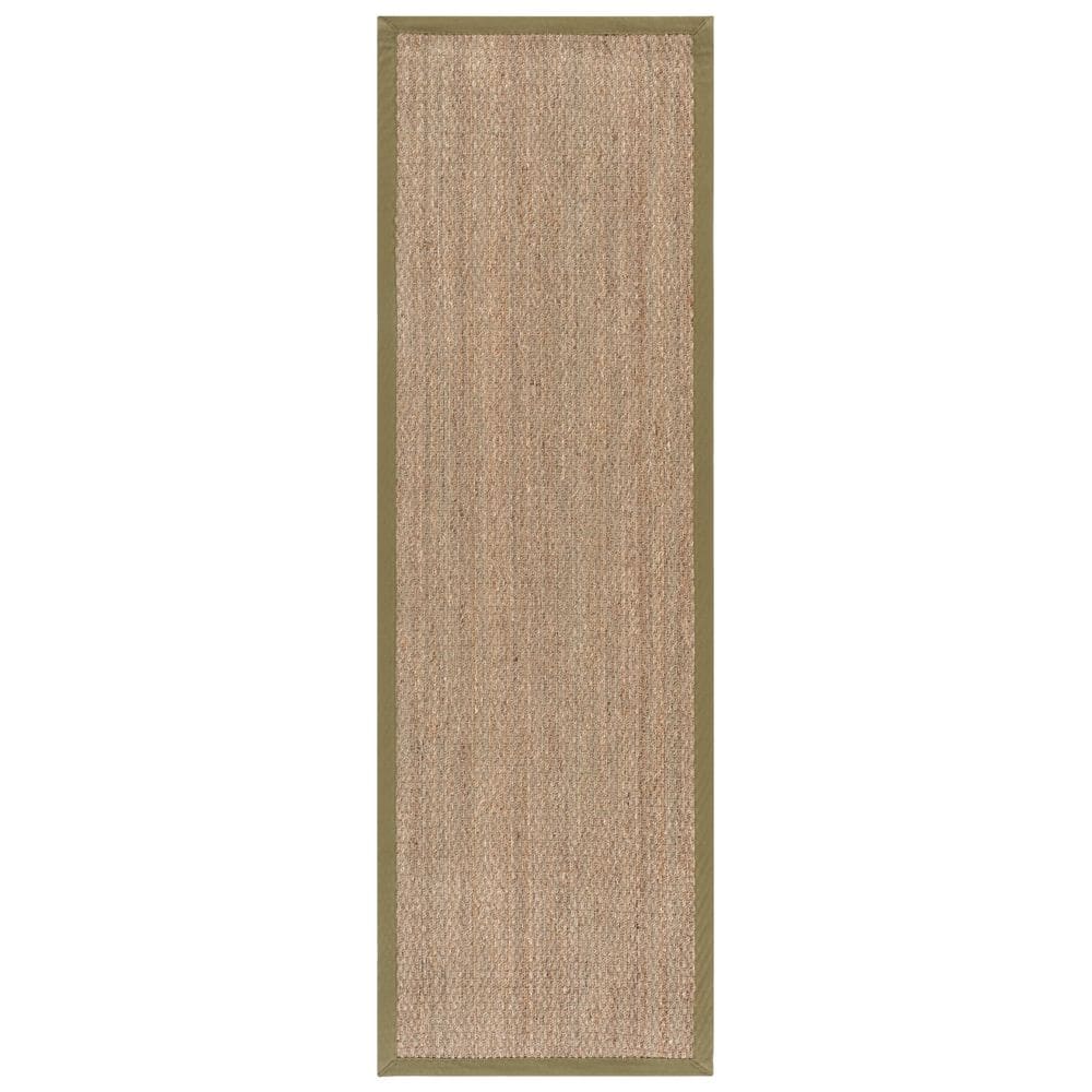 Natural Fiber 3 ft. x 8 ft. Natural/Olive Abstract Solid Border Runner Rug price history on PriceWatchPro
