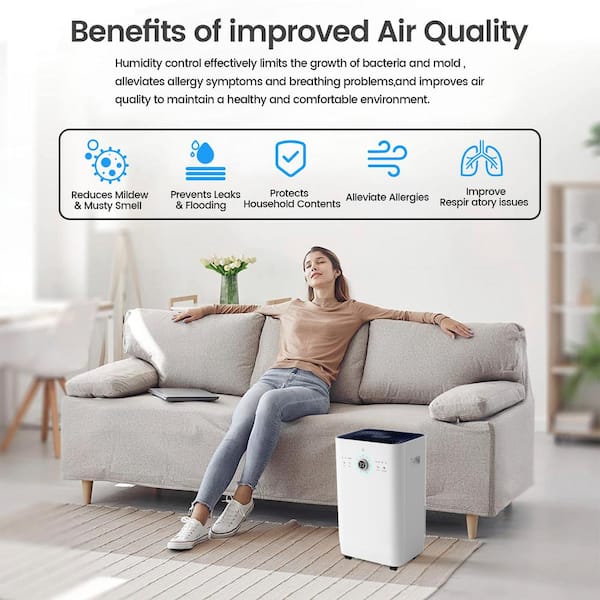 Elexnux 45 pt. 3,500 sq. ft. Intelligent Humidity Control Dehumidifier in  White with Bucket WXKJWBRY02 - The Home Depot