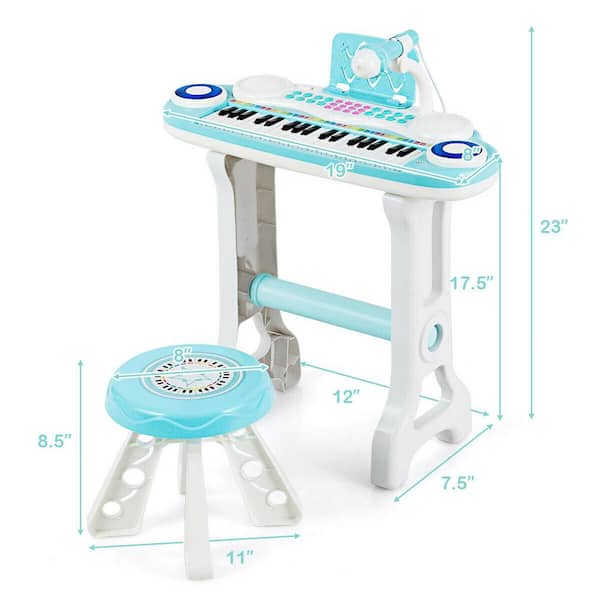 Stool Kids Electronic Organ Musical Instrument Keyboard Piano Toy Microphone 