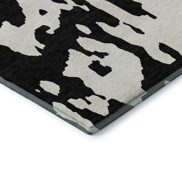 Mayfield Premium Machine Washable Abstract AMF961 Black 8 ft. x 10 ft. Area Rug