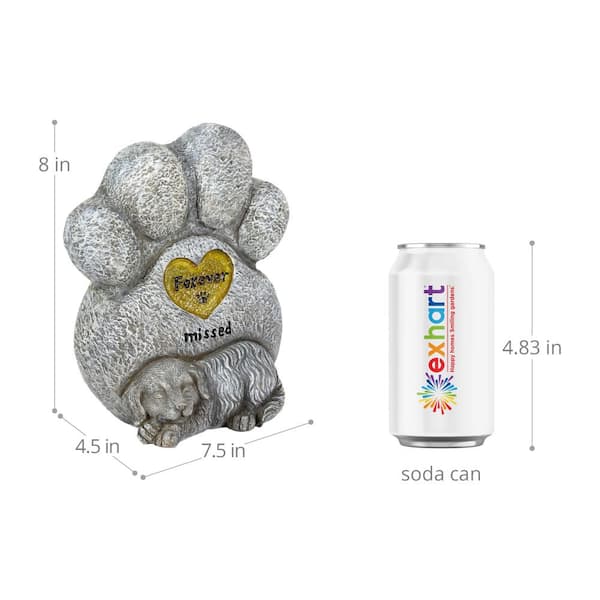 Exhart Solar Dog Paw Print Memorial Stone Marker, 7.5 x 4.5 Exhart Solar Dog Paw Print Memorial Stone Marker, 7.5 x 4.5