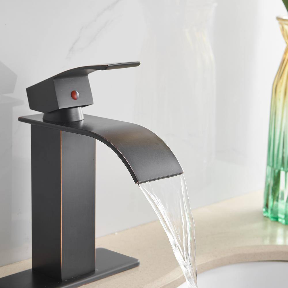 Oil Rubbed Bronze Single Handle Waterfall Bathroom Faucet
