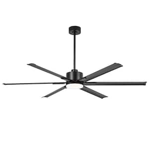 Wallace 6 ft. Indoor Black Ceiling Fans with Adjustable White LED Light, 6-Reversible Aluminum Blades and Remote Control