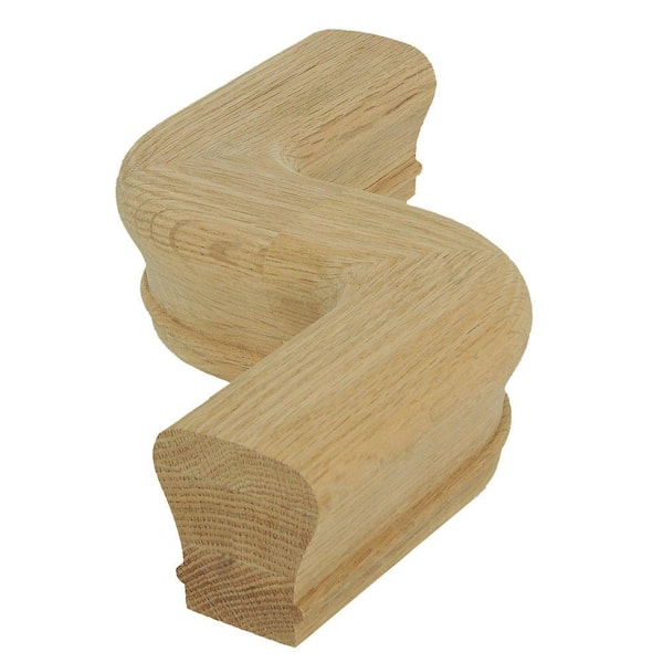 EVERMARK Stair Parts 7047 Unfinished Red Oak Right-Hand 5 in. Centerline S Handrail Fitting