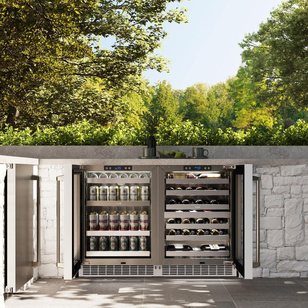 24" White Matte Undercounter Stainless Steel Beverage Fridge