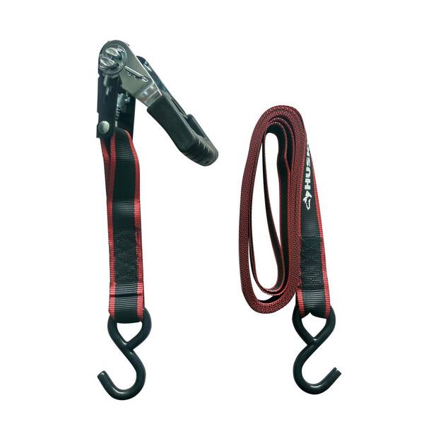 Husky 10 ft. x 1 in. Cam Buckle Tie-Down (Red) Straps with S Hook (4-Pack)  FH0898T - The Home Depot