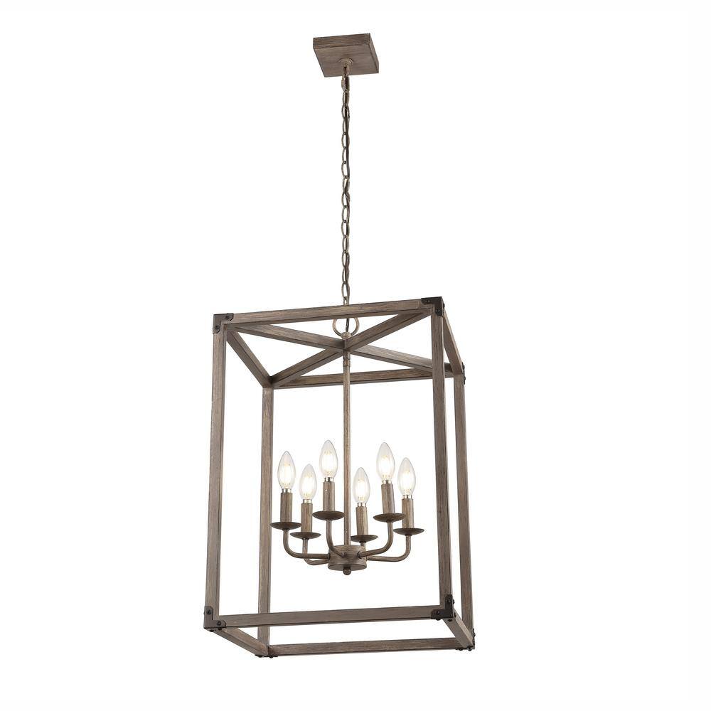 Rustic Farmhouse 16.2" Brown Iron LED Pendant with Edison-Style Bulbs