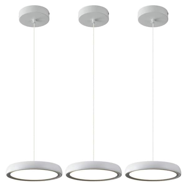 Home Lighting 12-Watt 1-Light Painted White Integrated LED Mini Pendant Light with Acrylic Frosted Shade
