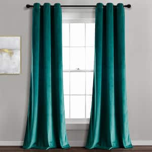 Prima Velvet Solid Light Filtering Grommet Window Curtain Panels Teal Green 38X95 Set