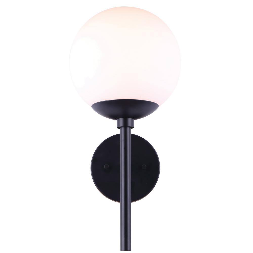 Black Matte Opal Glass Outdoor Lantern Sconce