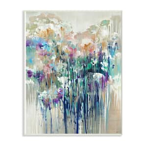 12.5 in. x 18.5 in. "Dripping Blue and Purple with Soft Neutrals Abstract " by K. Nari Wood Wall Art