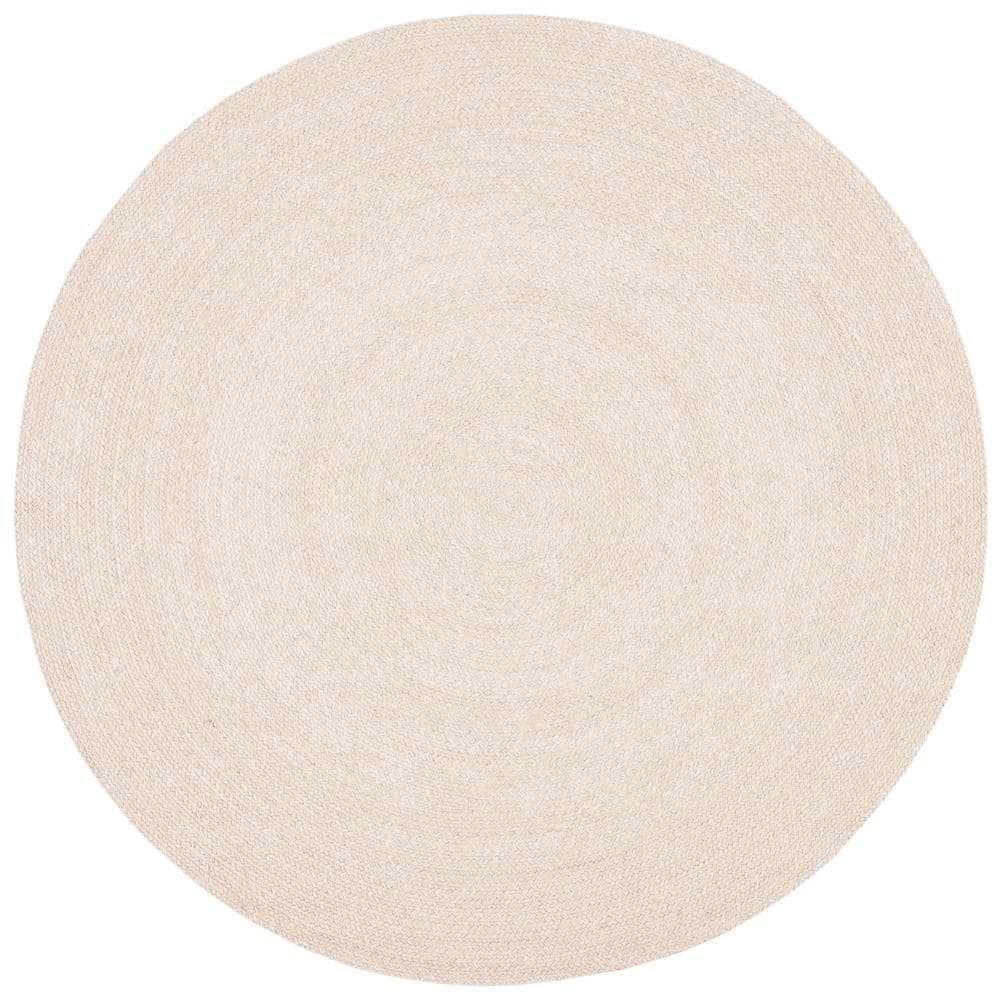 Beige Braided Handwoven Round Synthetic Area Rug