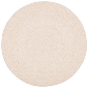 Braided Beige 7 ft. x 7 ft. Round Solid Area Rug