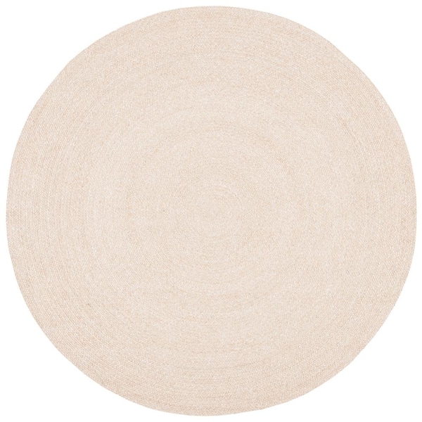 Braided Beige 9 ft. x 9 ft. Round Solid Area Rug